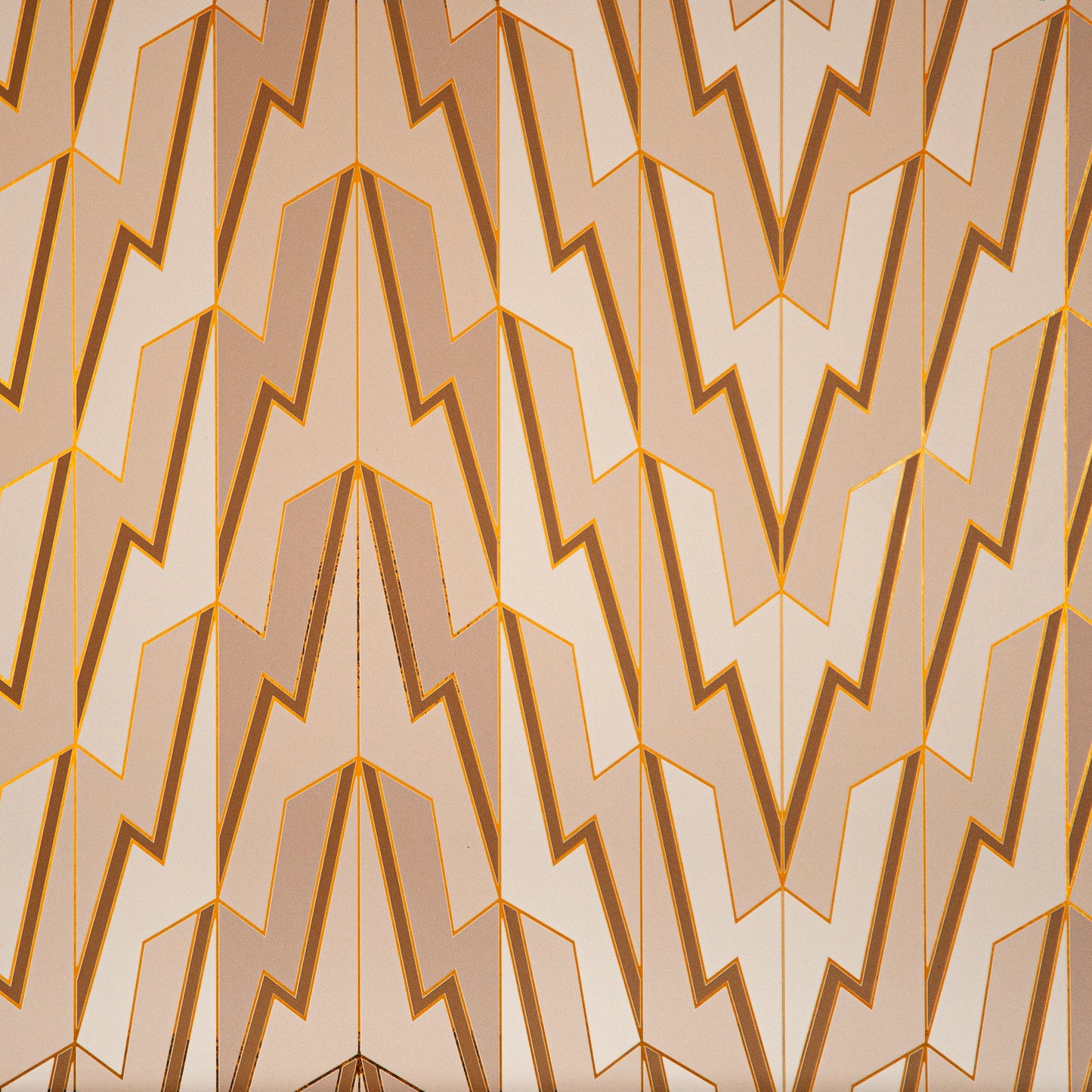 A flat shot of the Art Deco Greased Lightning 'Cream Dreams' Wallcovering in cream and gold.