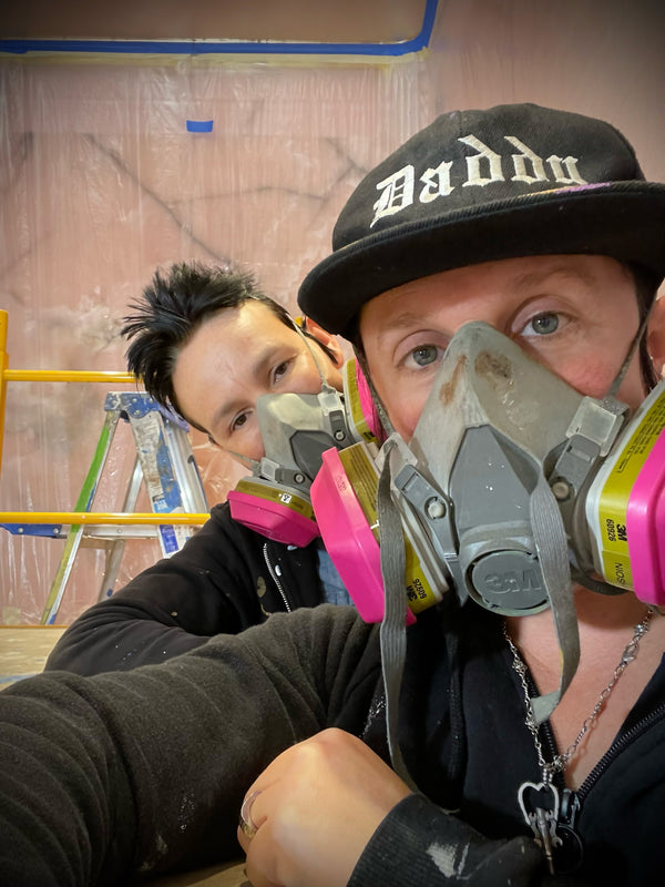 Reveling in the Pink Onyx during installation.