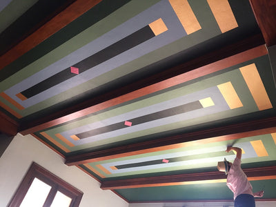 Custom hand-painted ceiling by Londubh Studio for the historic Wattles Mansion in West Hollywood, California — bespoke decorative design blending heritage architecture with contemporary artistry